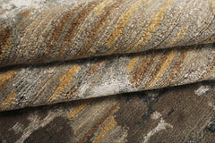 6x9 Brown, Silver, Gold Color Hand Knotted Sherpa Wool & Bamboo Silk Modern Oriental Rug