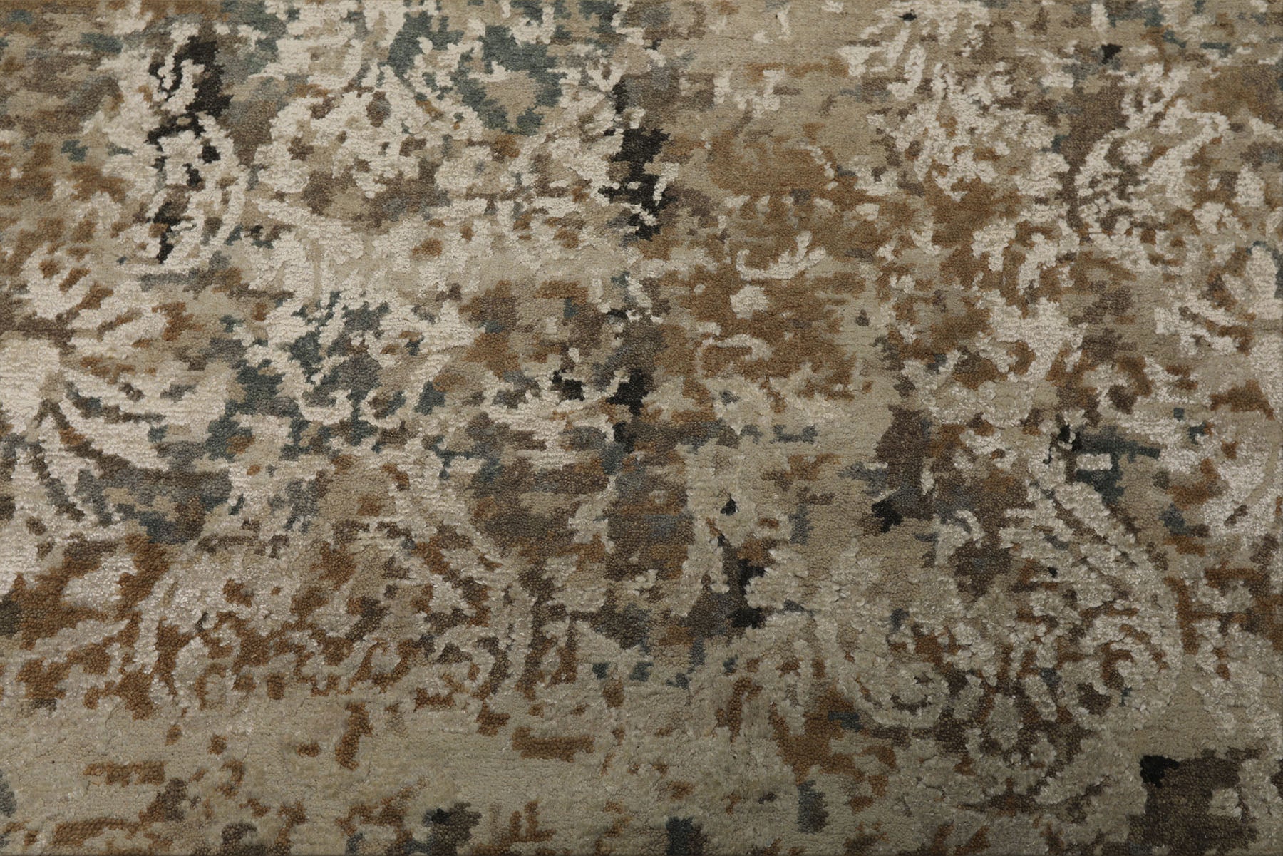 6x9 Beige, Brown, Charcoal Color Hand Knotted Sherpa Wool & Bamboo Silk Modern Oriental Rug