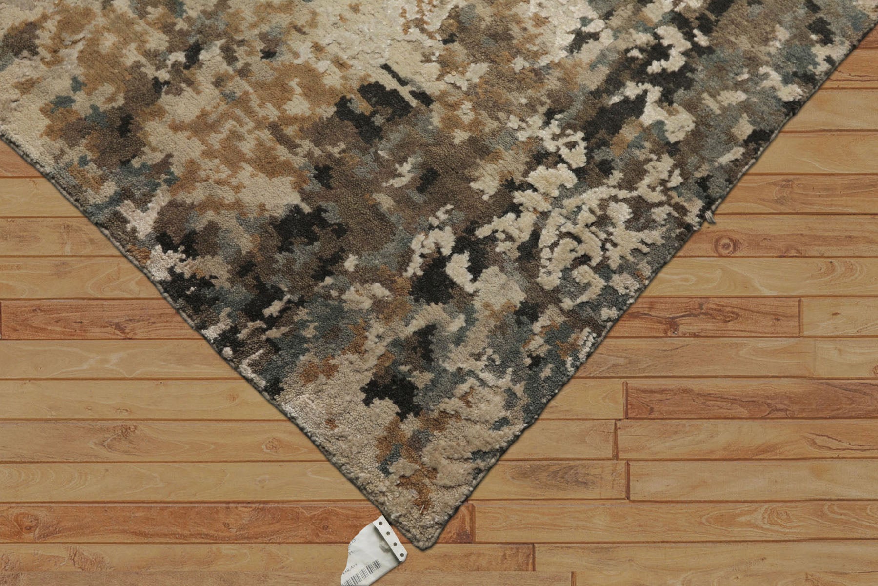6x9 Beige, Brown, Charcoal Color Hand Knotted Sherpa Wool & Bamboo Silk Modern Oriental Rug