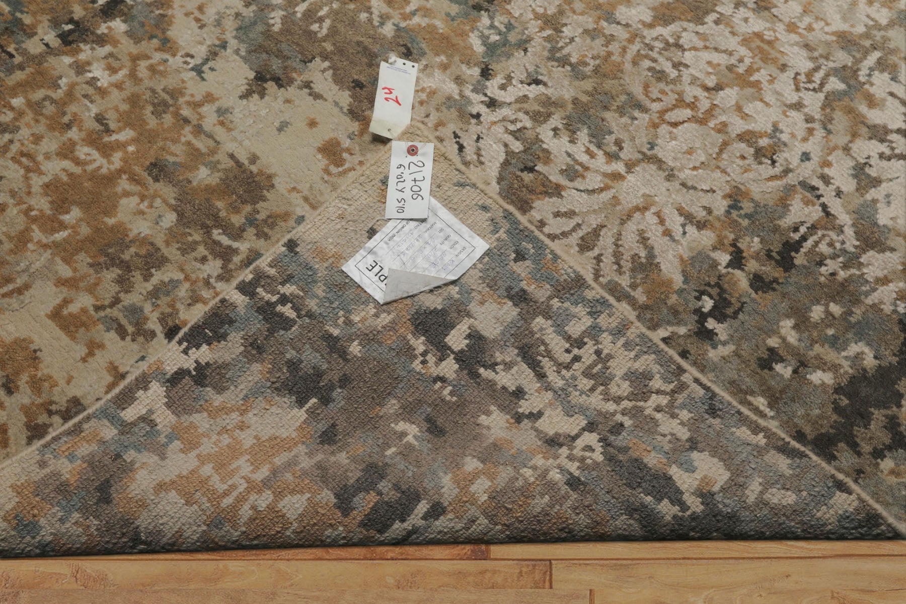 6x9 Beige, Brown, Charcoal Color Hand Knotted Sherpa Wool & Bamboo Silk Modern Oriental Rug