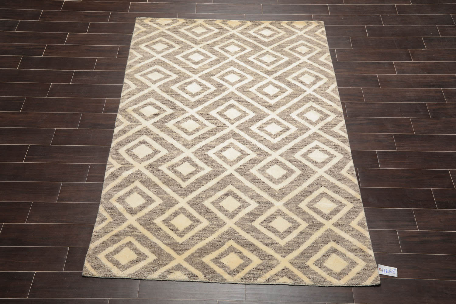 5x7 Ivory, Brown, Color Hand Knotted All-Over 100% Wool Modern Oriental Rug