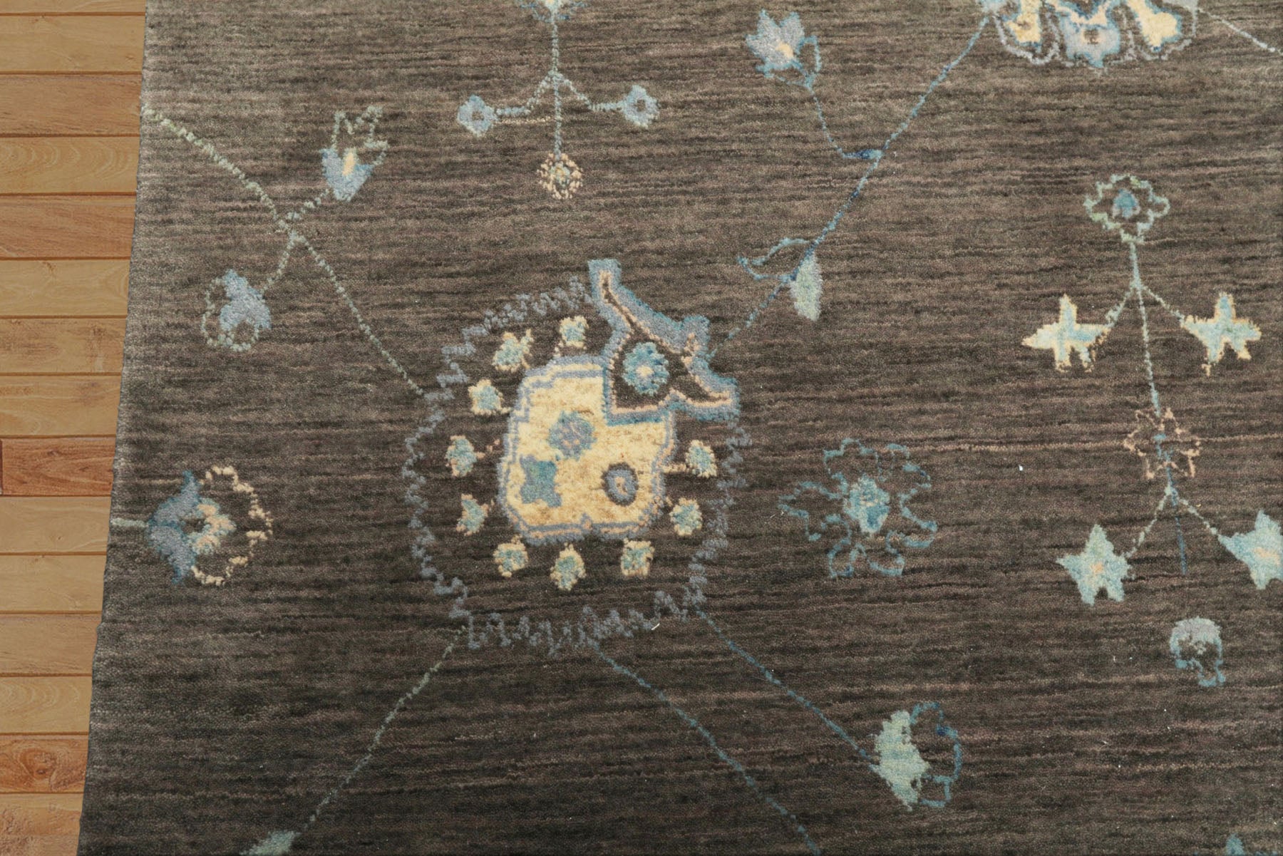 5x8 Gray, Ivory, Turquoise Color Hand Loomed Tibetan Wool Modern Oriental Rug