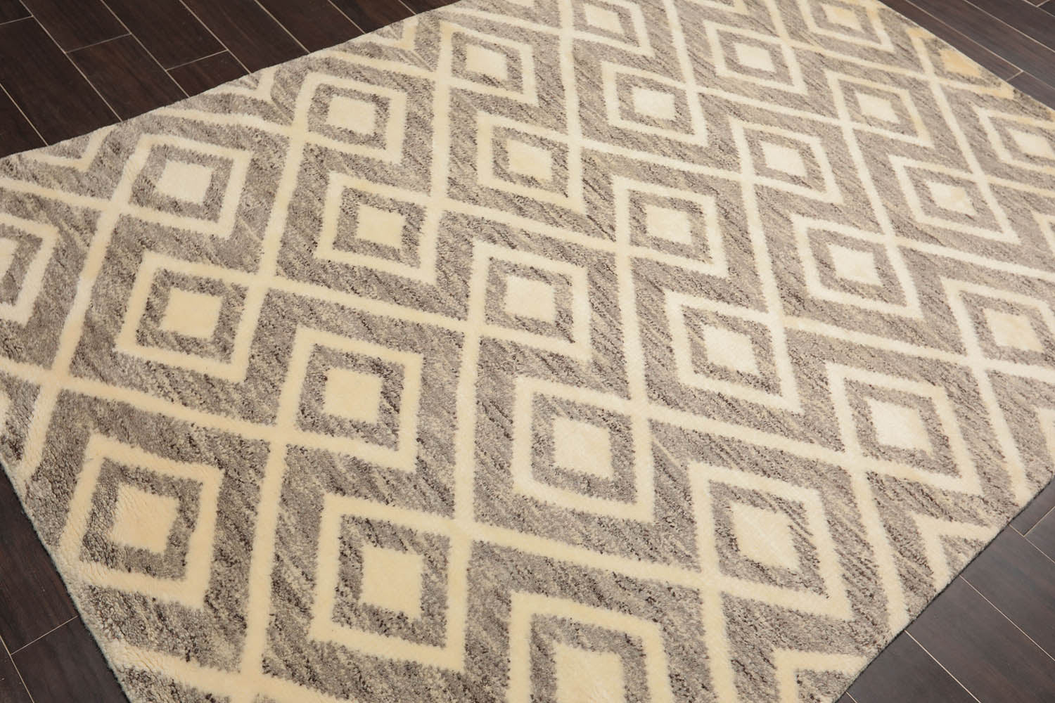 5x7 Ivory, Brown, Color Hand Knotted All-Over 100% Wool Modern Oriental Rug