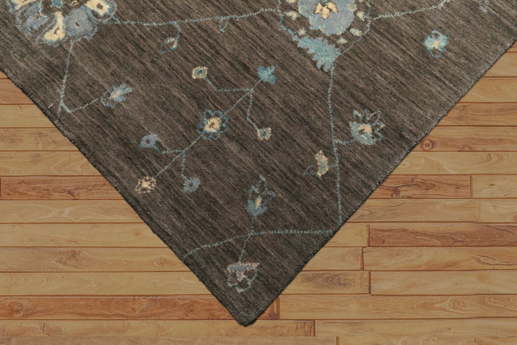 5x8 Gray, Ivory, Turquoise Color Hand Loomed Tibetan Wool Modern Oriental Rug