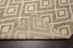 5x7 Ivory, Brown, Color Hand Knotted All-Over 100% Wool Modern Oriental Rug