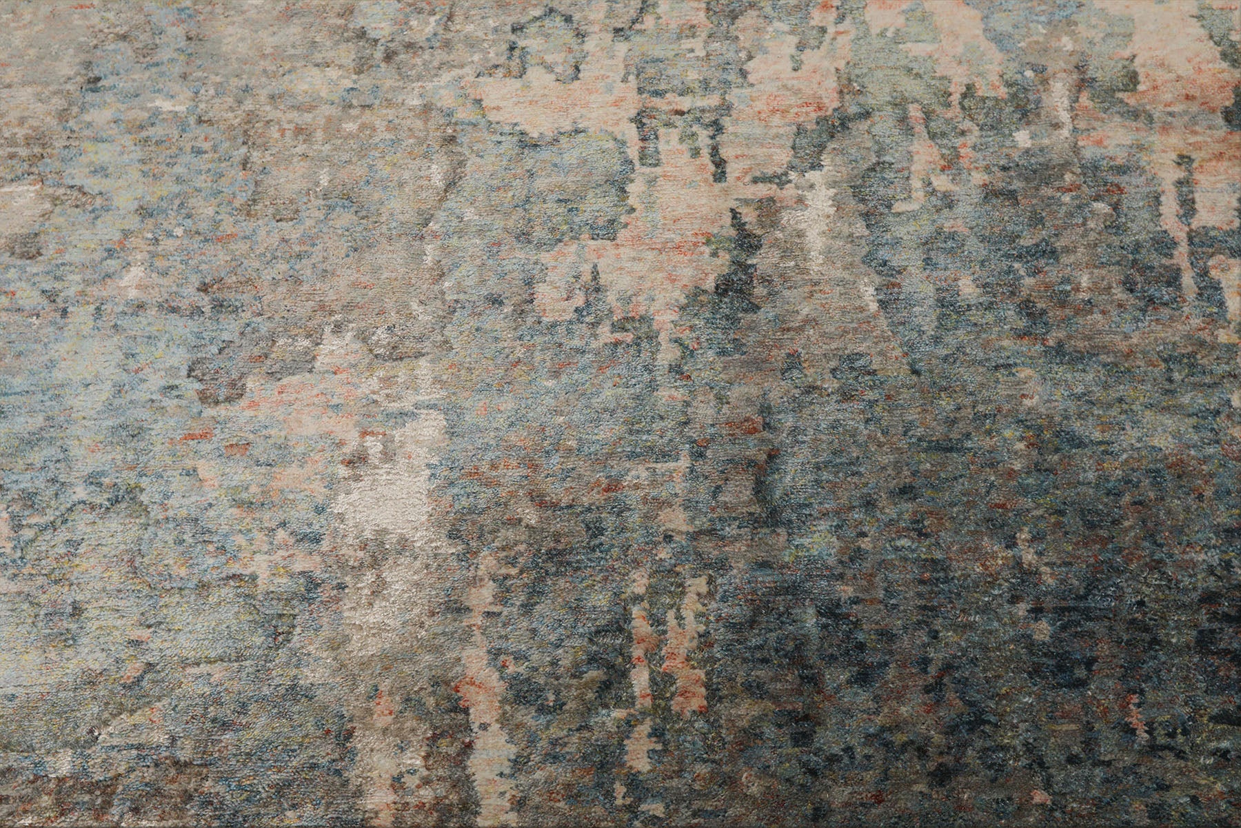 6x9 Beige, Teal, Rose Color Hand Knotted Sherpa Wool & Bamboo Silk Modern Oriental Rug