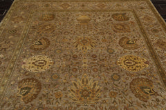 8x10 Taupe, Sage, Beige Color Hand Knotted All-Over 100% Wool Traditional Oriental Rug