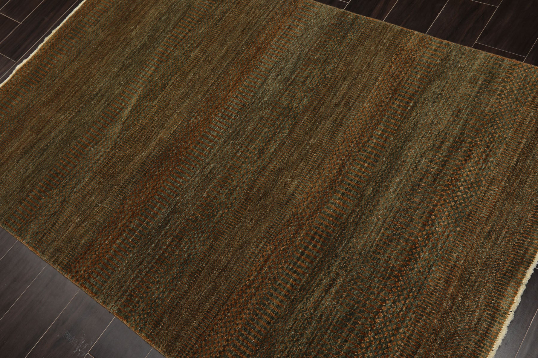 4x6 Green, Brown, Gold Color Hand Knotted Tibetan Wool Modern & Contemporary Oriental Rug