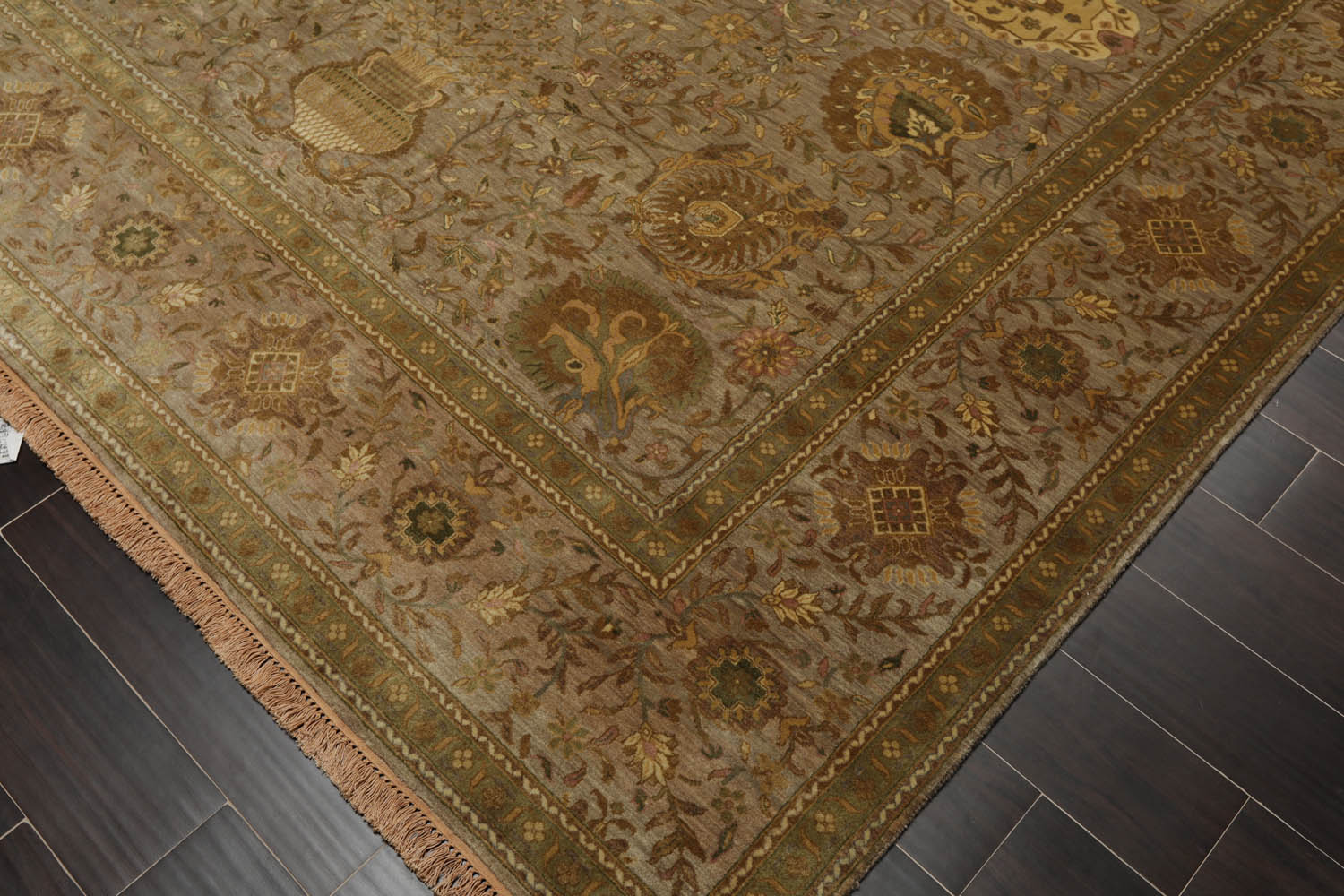 8x10 Taupe, Sage, Beige Color Hand Knotted All-Over 100% Wool Traditional Oriental Rug