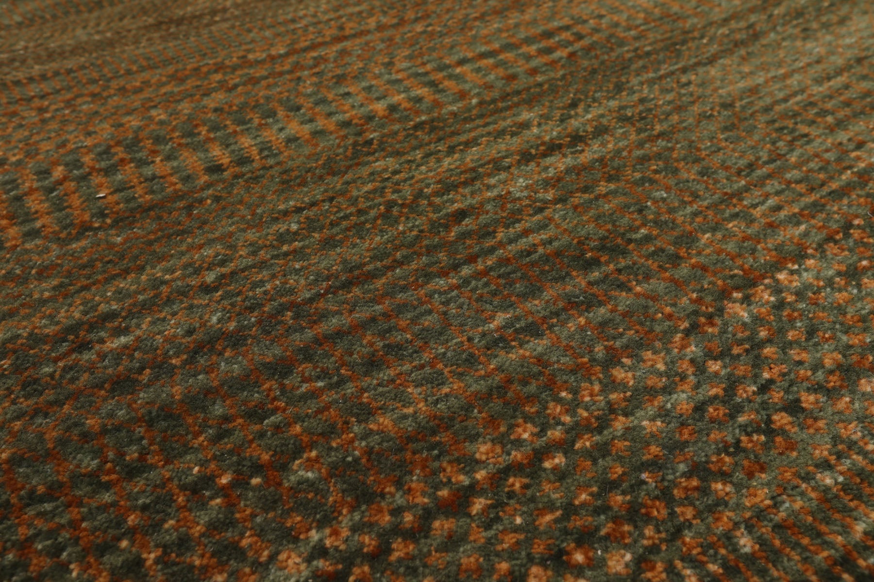 4x6 Green, Brown, Gold Color Hand Knotted Tibetan Wool Modern & Contemporary Oriental Rug