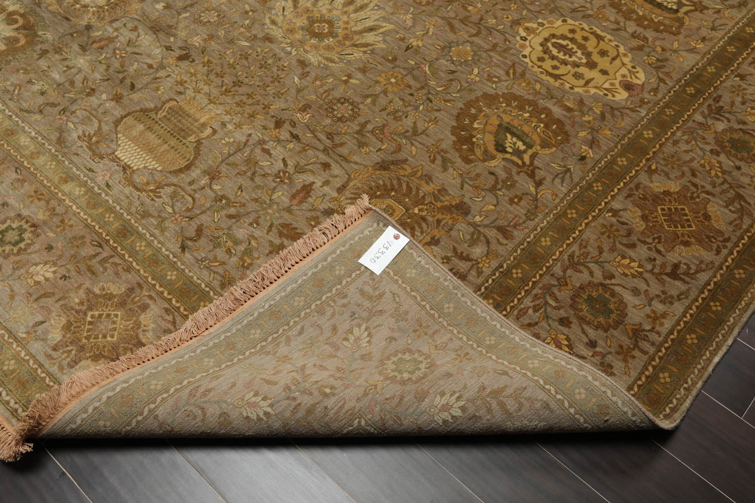 8x10 Taupe, Sage, Beige Color Hand Knotted All-Over 100% Wool Traditional Oriental Rug
