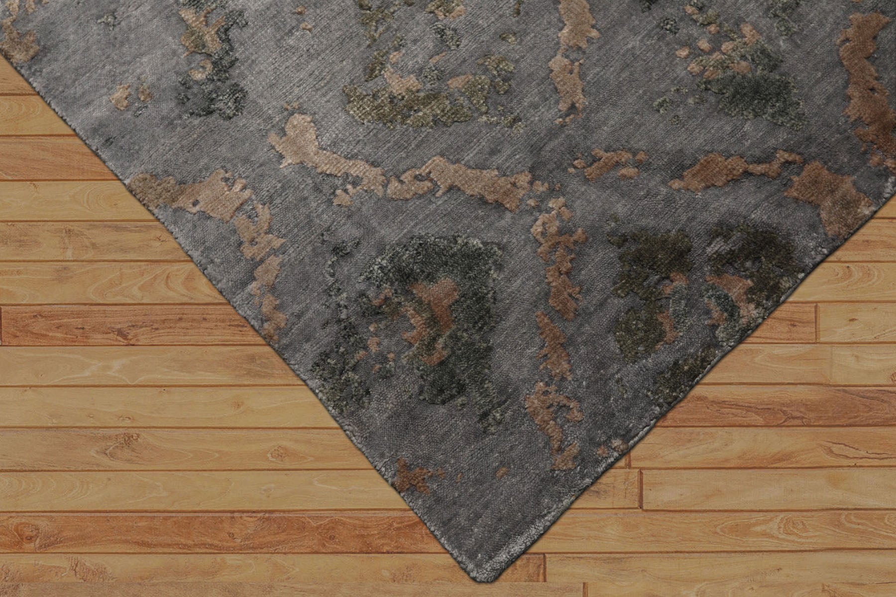 6x9 Silver, Gray, Tan Color Hand Knotted Tibetan Bamboo Silk Modern Oriental Rug