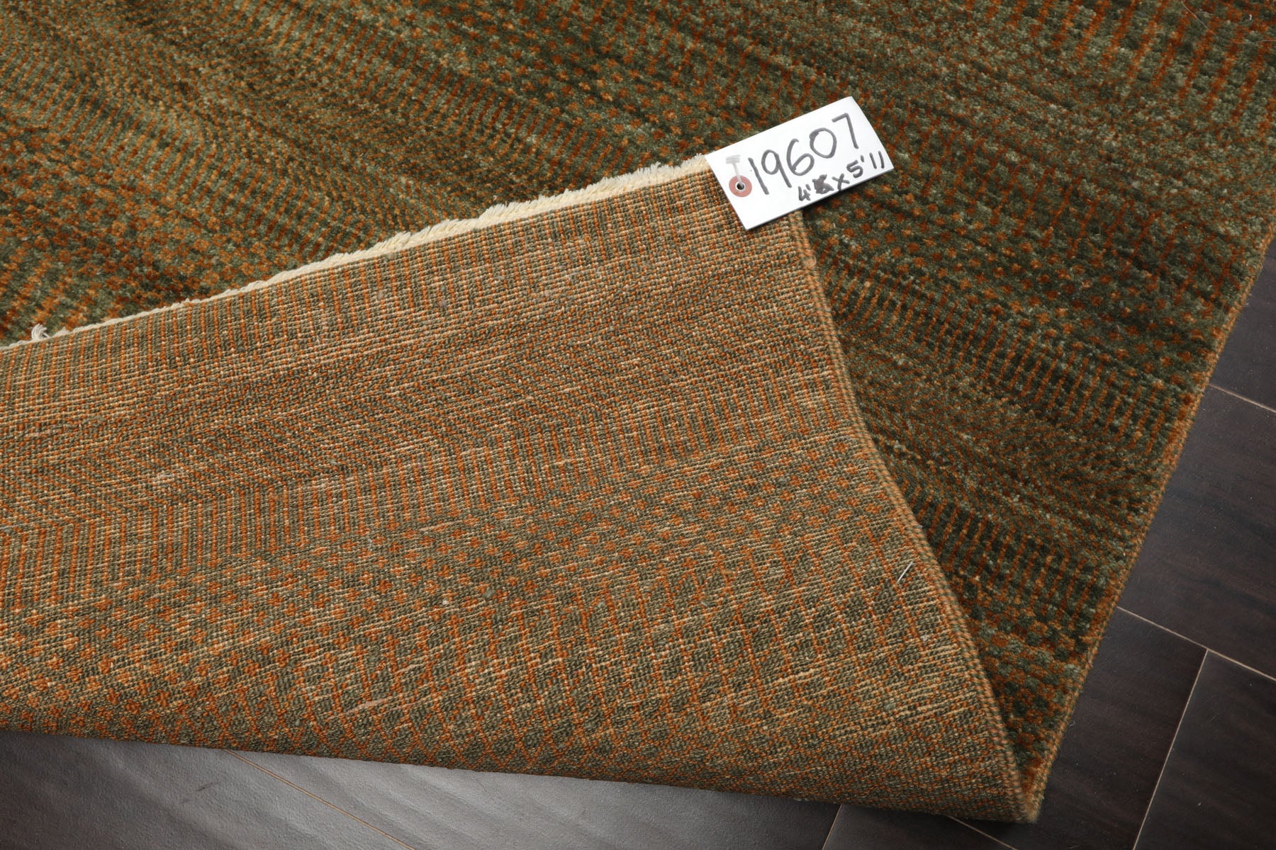 4x6 Green, Brown, Gold Color Hand Knotted Tibetan Wool Modern & Contemporary Oriental Rug