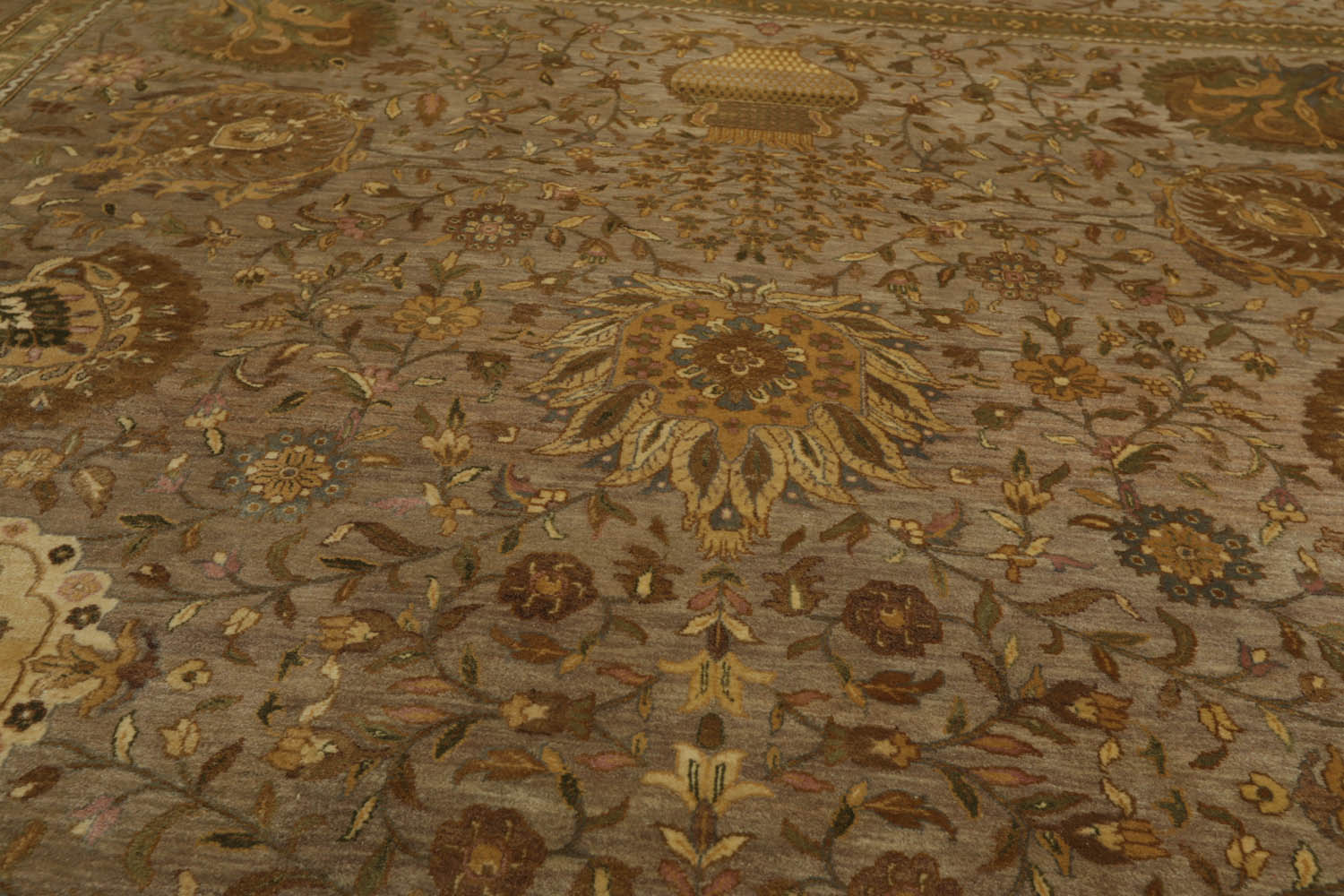 8x10 Taupe, Sage, Beige Color Hand Knotted All-Over 100% Wool Traditional Oriental Rug