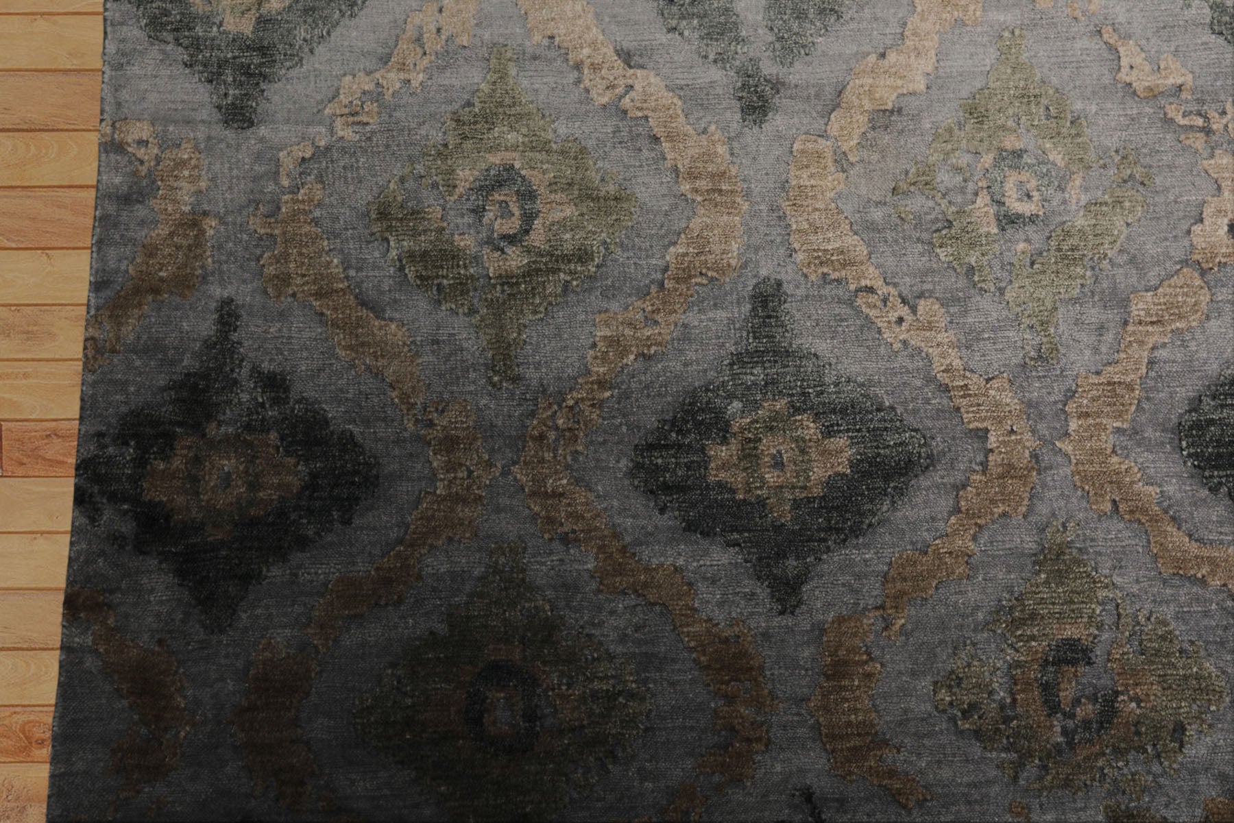 6x9 Silver, Gray, Tan Color Hand Knotted Tibetan Bamboo Silk Modern Oriental Rug
