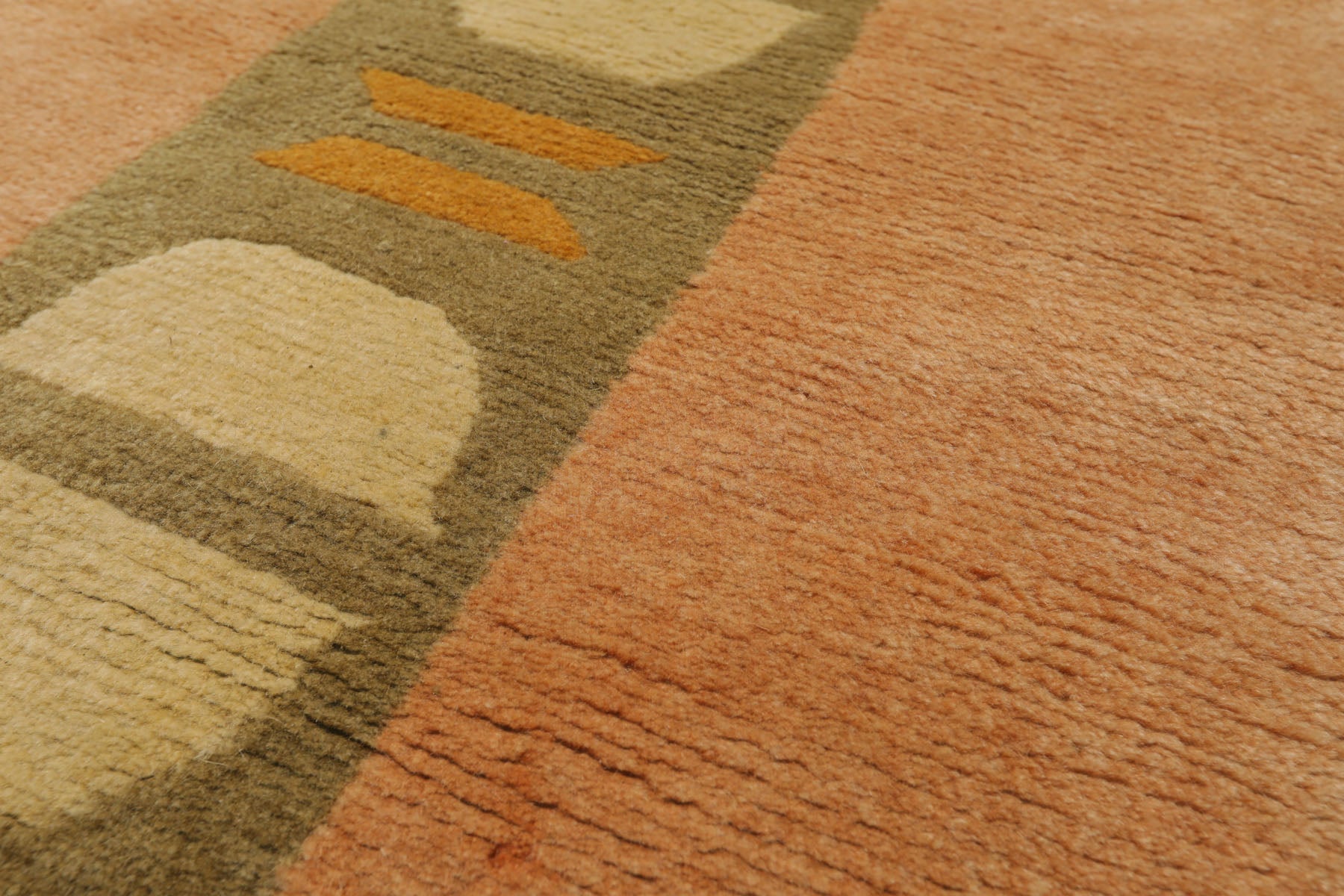 2x4 Peach, Green, Gold Color Hand Knotted Tibetan Wool Modern & Contemporary Oriental Rug