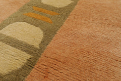 2x4 Peach, Green, Gold Color Hand Knotted Tibetan Wool Modern & Contemporary Oriental Rug