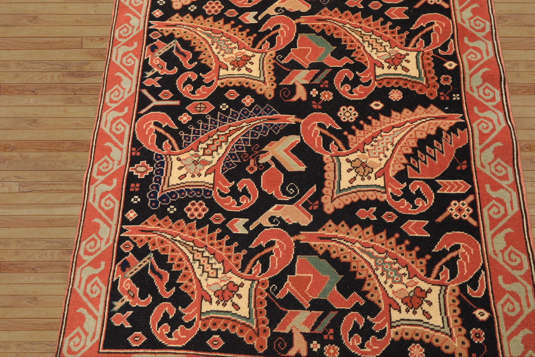 3x5 Charcoal, Burnt Orange, Ivory Color Hand Knotted Oushak Wool Arts & Crafts Oriental Rug