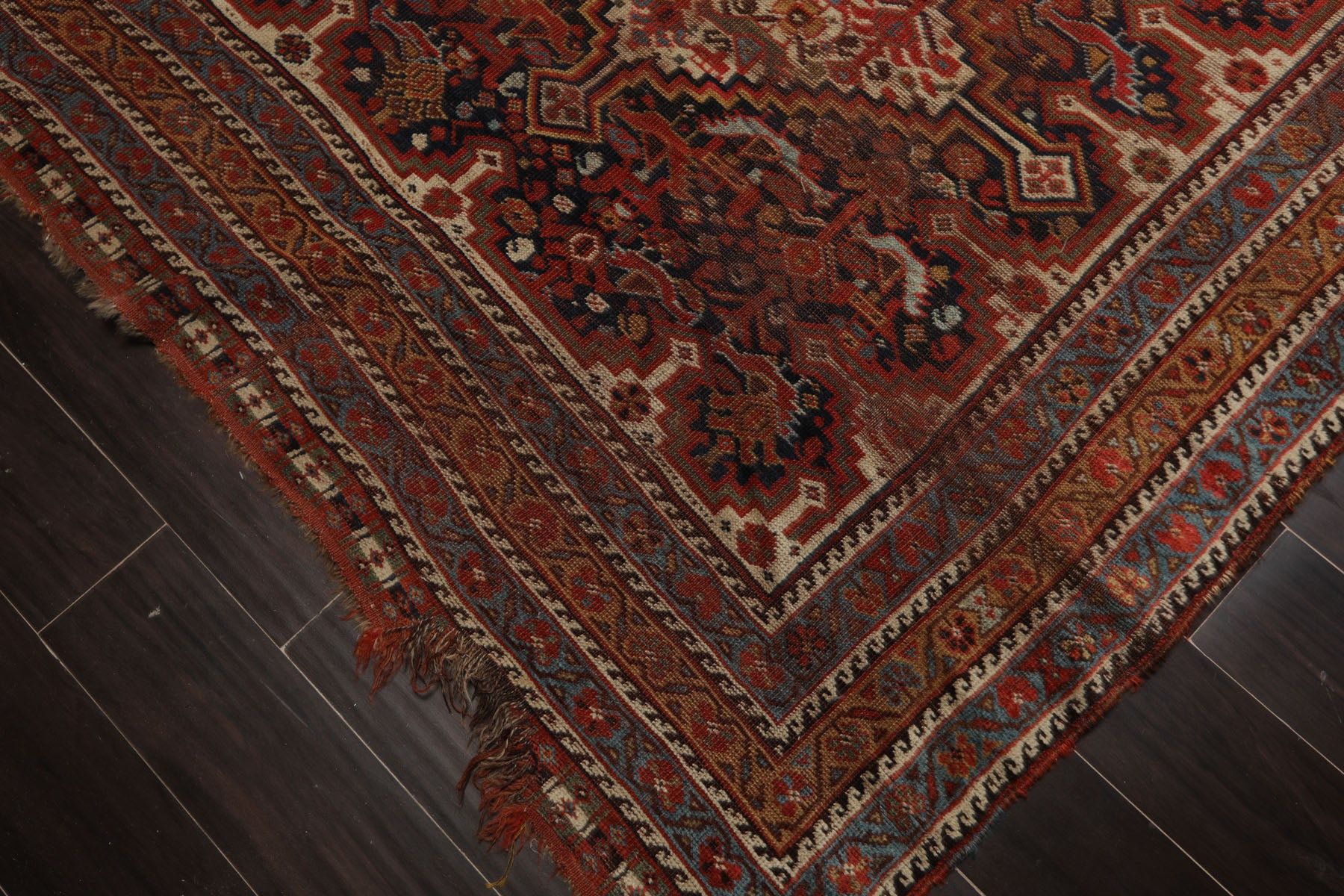5x9 Charcoal, Beige, Rust Color Hand Knotted Antique Kazak Wool Traditional Oriental Rug