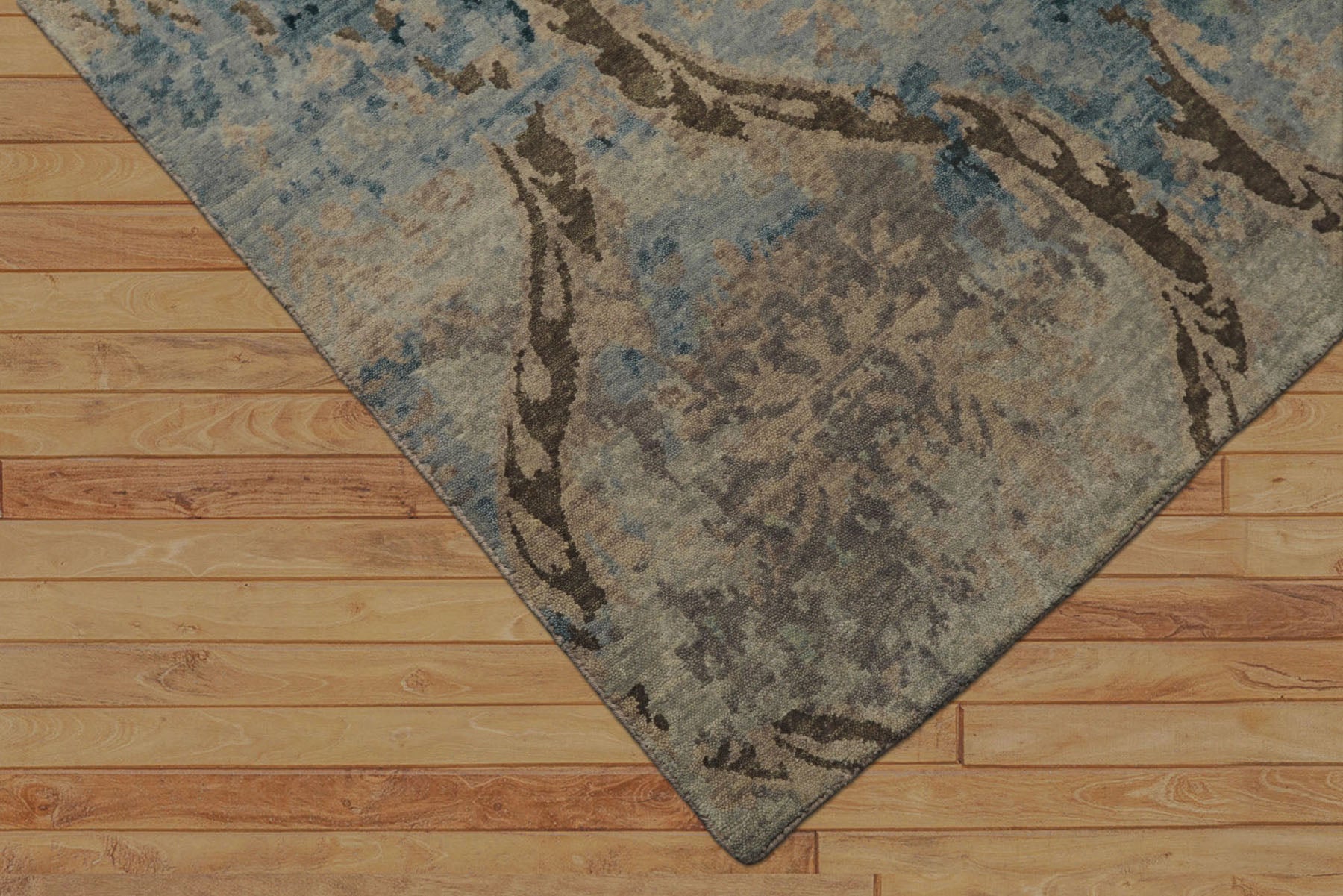 6x9 Gray, Brown, Navy Color Hand Knotted Tibetan Wool Modern Oriental Rug