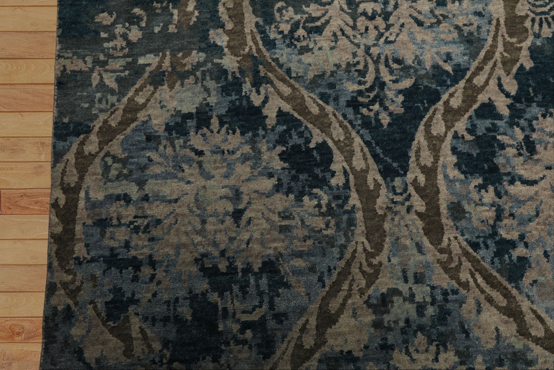 6x9 Gray, Brown, Navy Color Hand Knotted Tibetan Wool Modern Oriental Rug