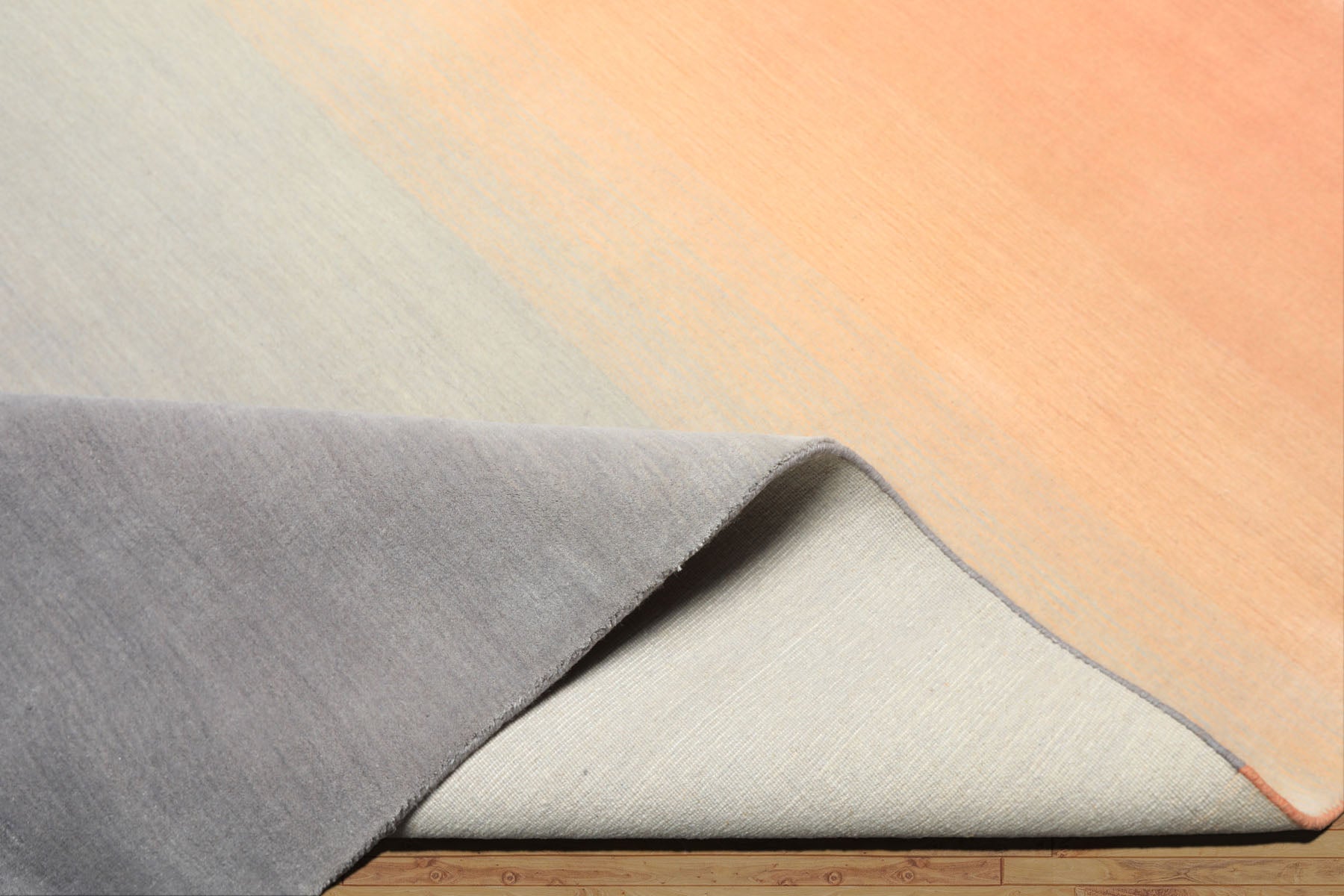 Multi Size Gray Peach Blush Color Hand Loomed Ombre Wool Modern & Contemporary Oriental Rug