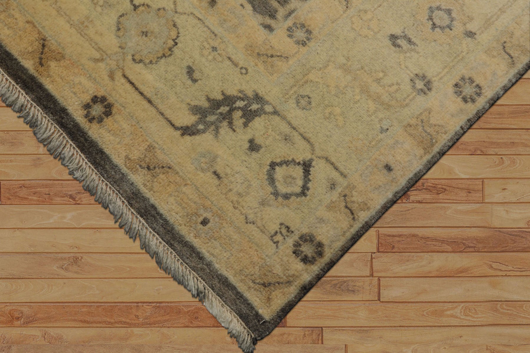 6x9 Taupe, Ivory, Gray Color Hand Knotted Oushak Wool Traditional Oriental Rug