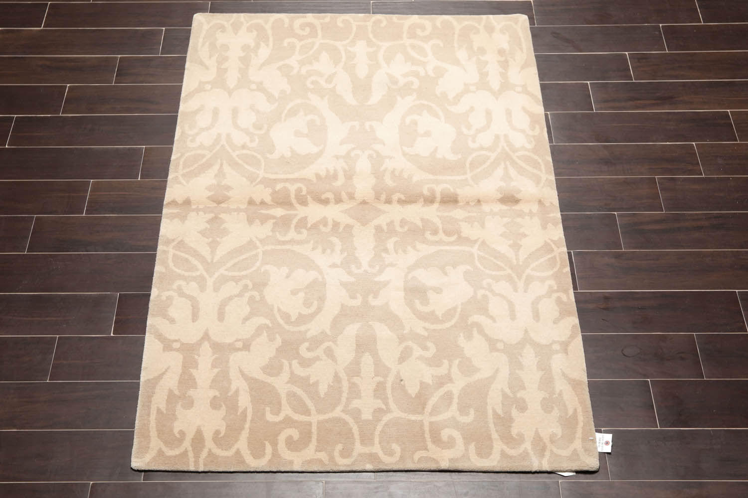 4x6 Beige, , Color Hand Knotted All-Over 100% Wool Transitional Oriental Rug