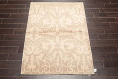4x6 Beige, , Color Hand Knotted All-Over 100% Wool Transitional Oriental Rug