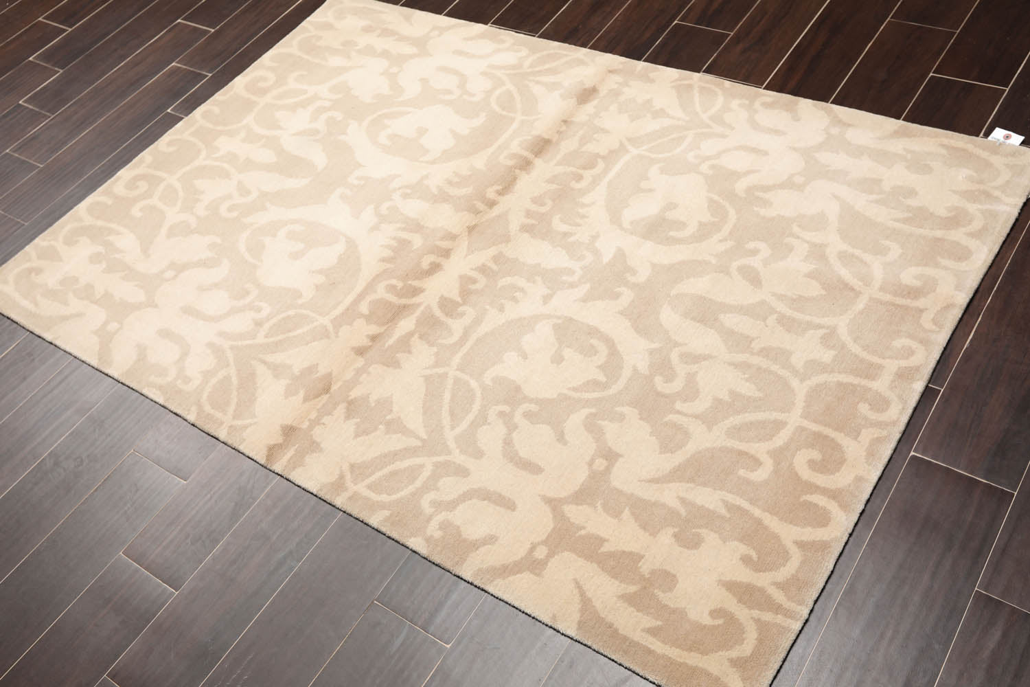 4x6 Beige, , Color Hand Knotted All-Over 100% Wool Transitional Oriental Rug