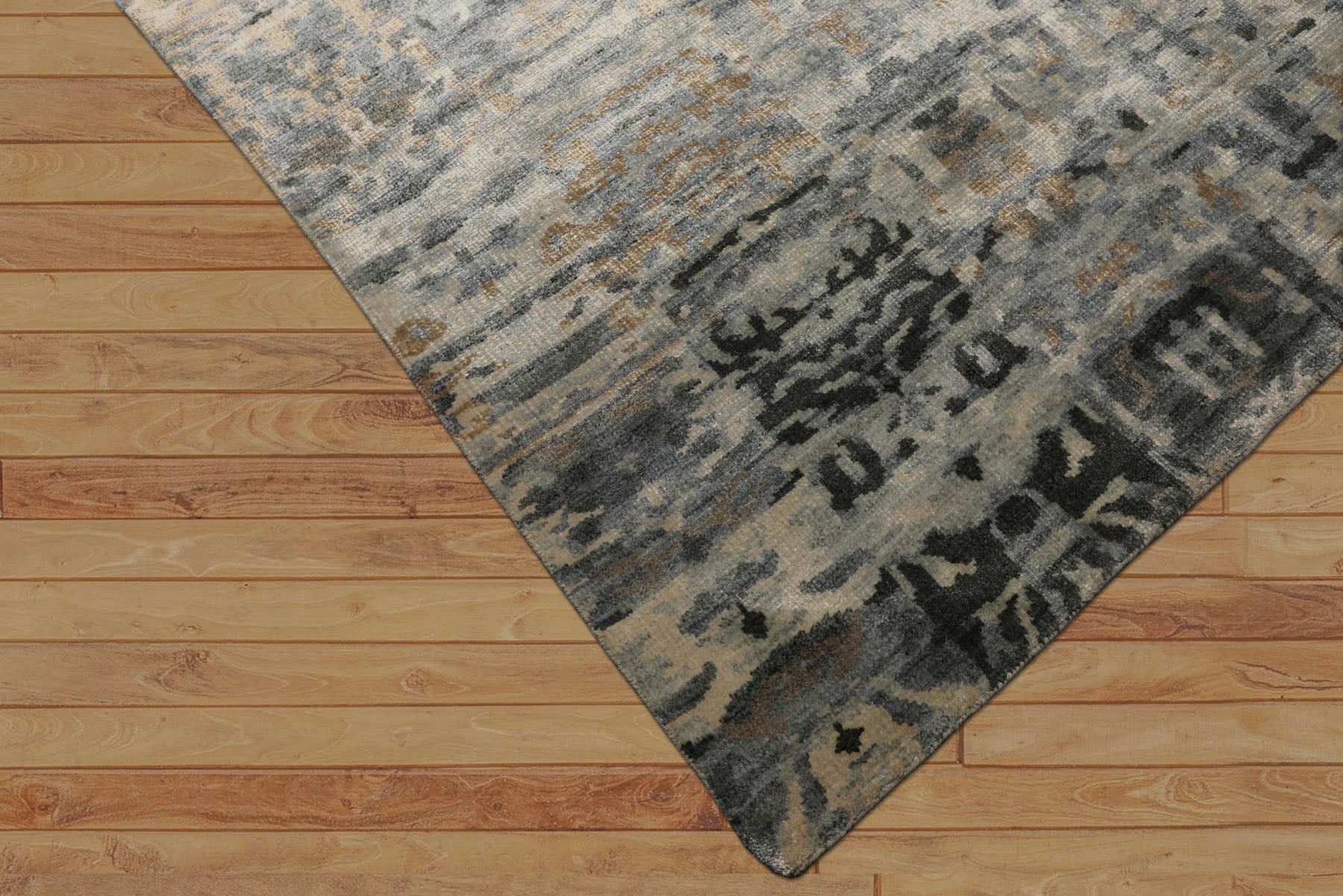 6x9 Gray, Beige, Slate Color Hand Loomed Sherpa Bamboo Silk Modern Oriental Rug