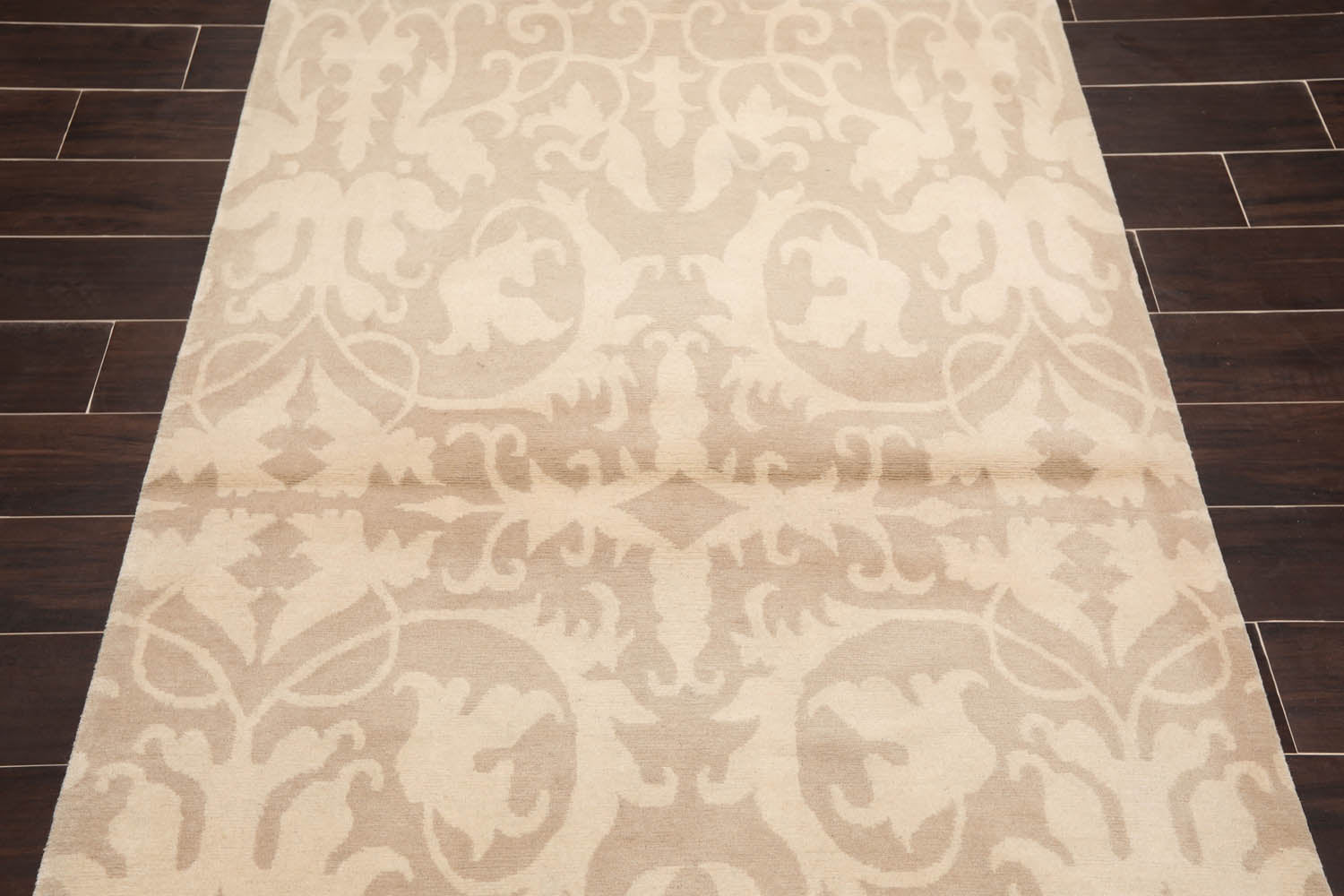 4x6 Beige, , Color Hand Knotted All-Over 100% Wool Transitional Oriental Rug