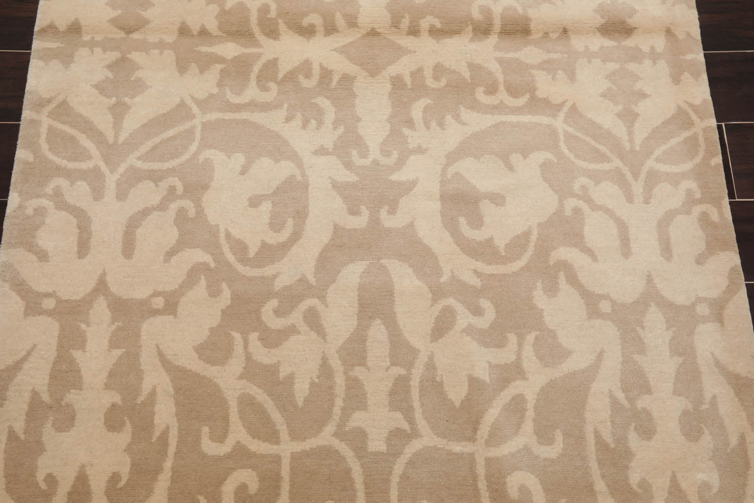 4x6 Beige, , Color Hand Knotted All-Over 100% Wool Transitional Oriental Rug