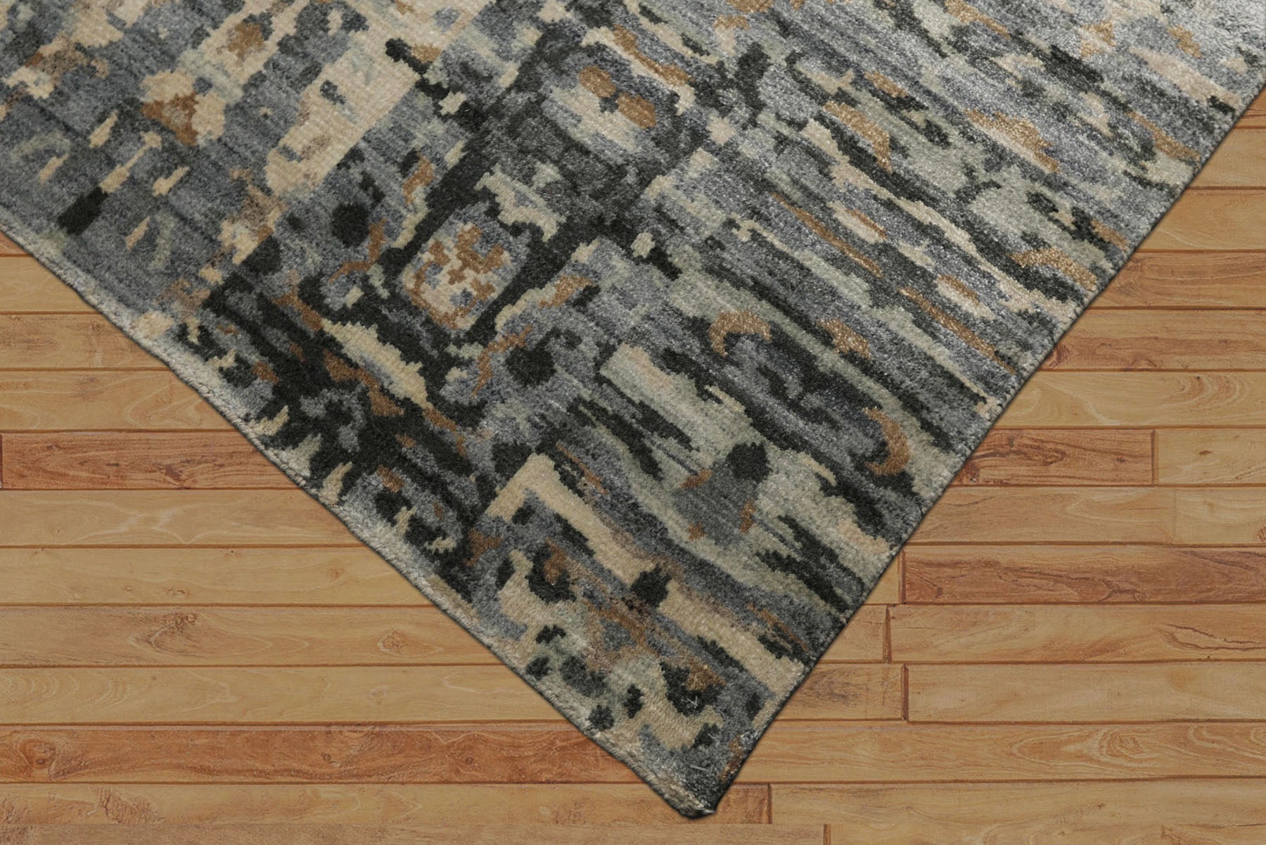 6x9 Gray, Beige, Slate Color Hand Loomed Sherpa Bamboo Silk Modern Oriental Rug