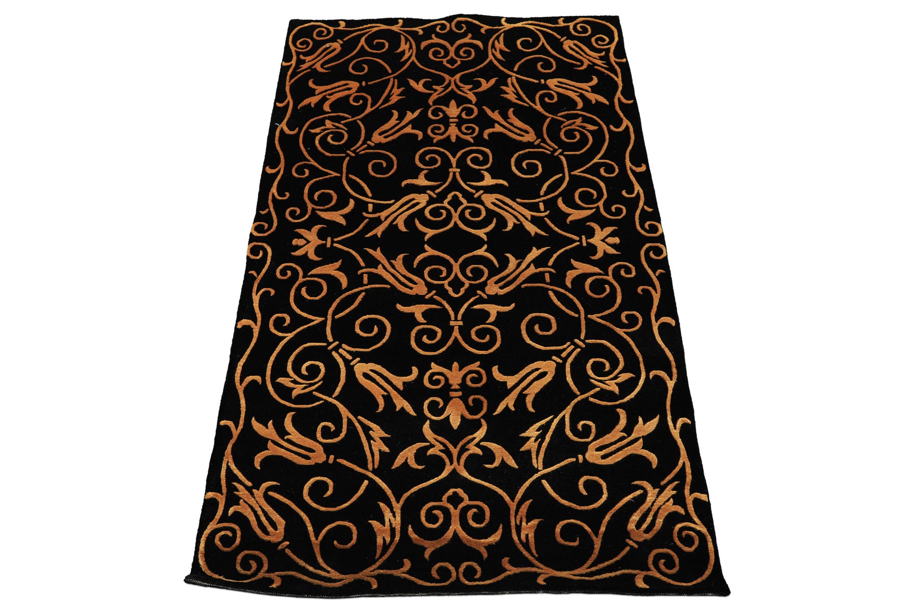 3x5 Black, Gold, Color Hand Knotted Tibetan Wool & Silk Transitional Oriental Rug