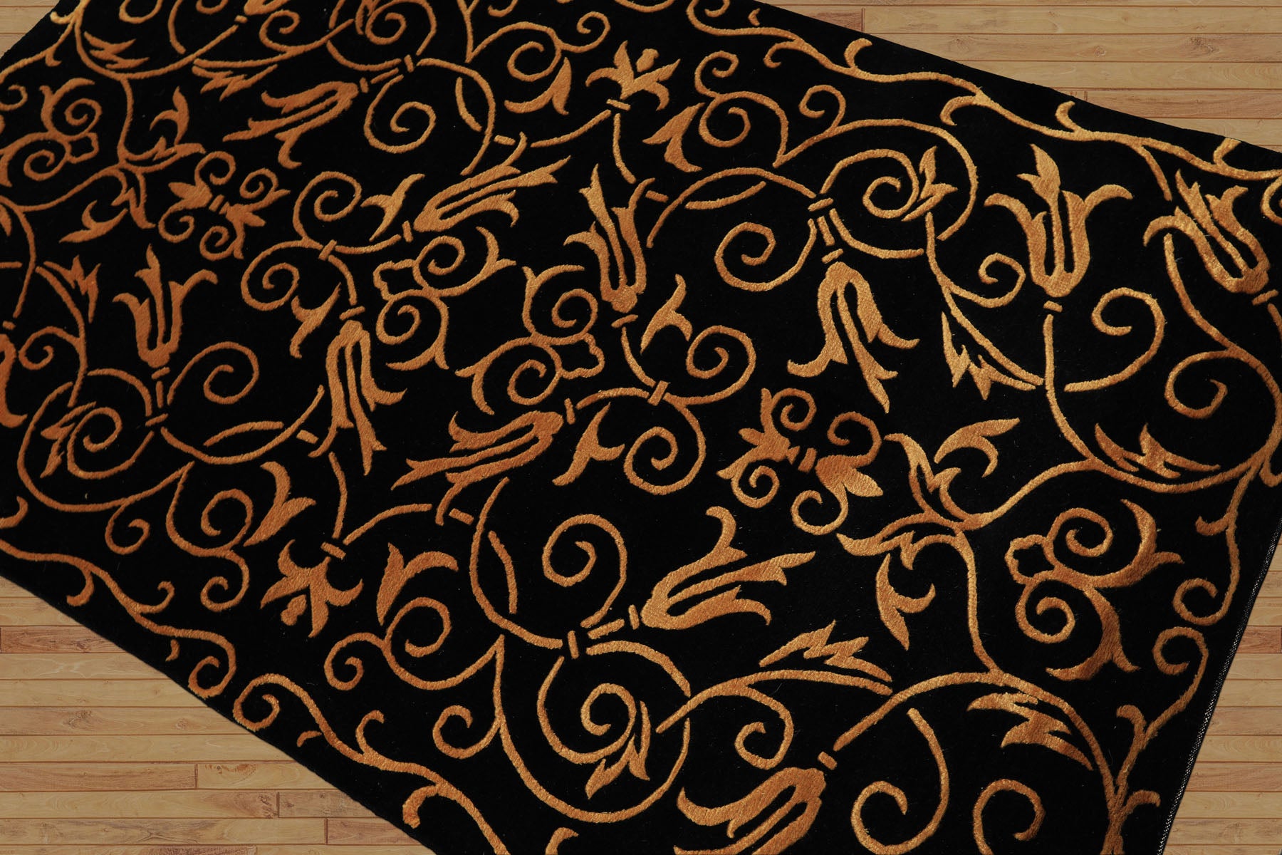 3x5 Black, Gold, Color Hand Knotted Tibetan Wool & Silk Transitional Oriental Rug