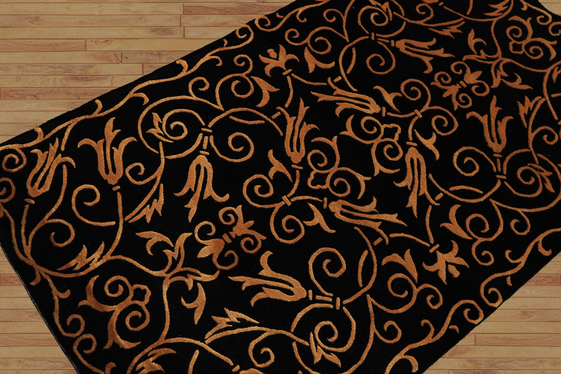 3x5 Black, Gold, Color Hand Knotted Tibetan Wool & Silk Transitional Oriental Rug