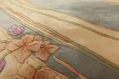 4x6 Beige, Aqua, Lavender Color Hand Knotted French Aubusson Savonerrie Wool Transitional Oriental Rug