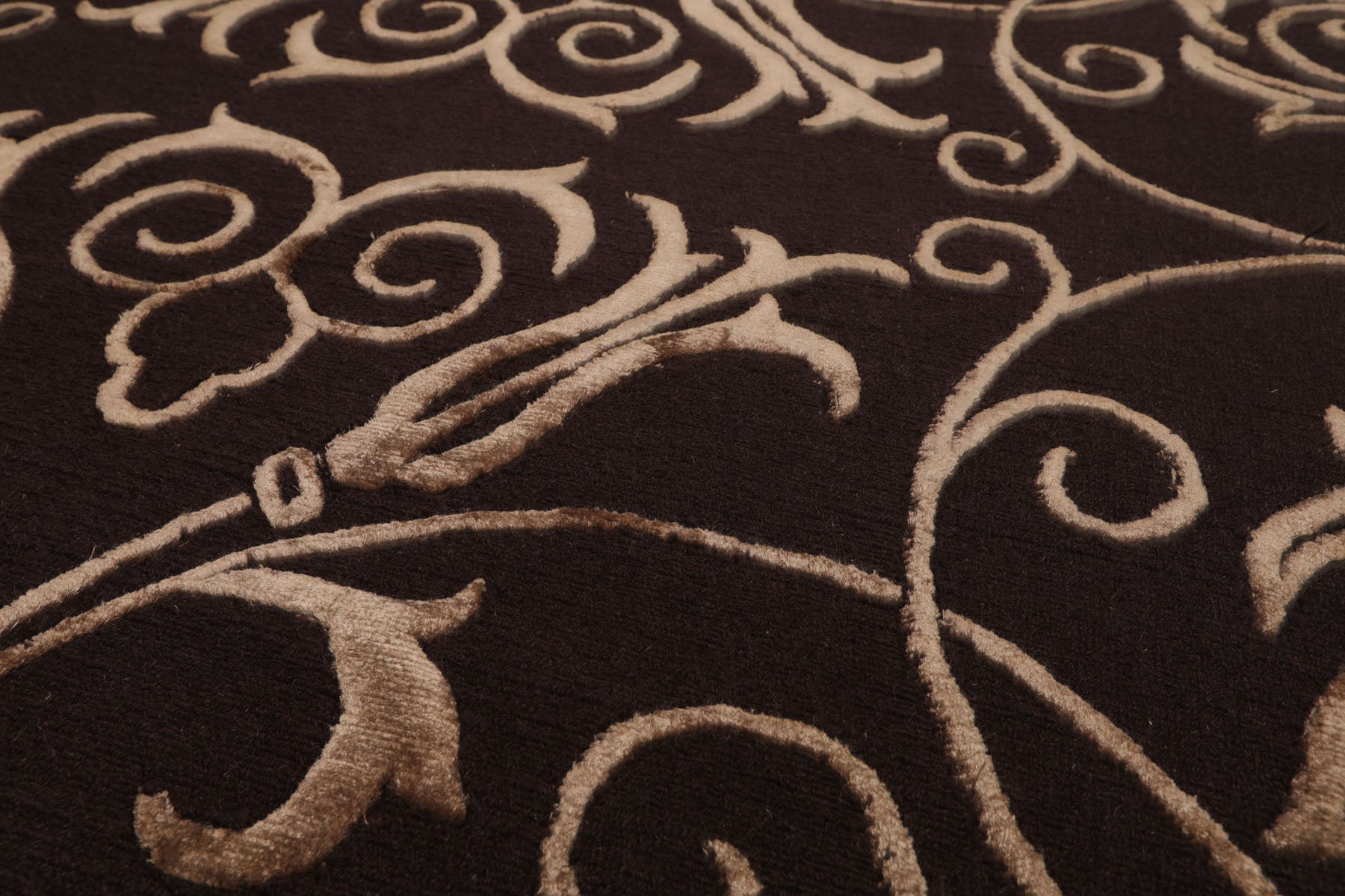 6x9 Chocolate, Tan, Color Hand Knotted Tibetan New Zealand Wool Transitional Oriental Rug