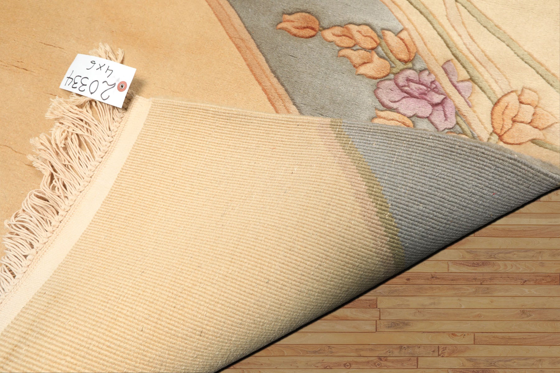 4x6 Beige, Aqua, Lavender Color Hand Knotted French Aubusson Savonerrie Wool Transitional Oriental Rug