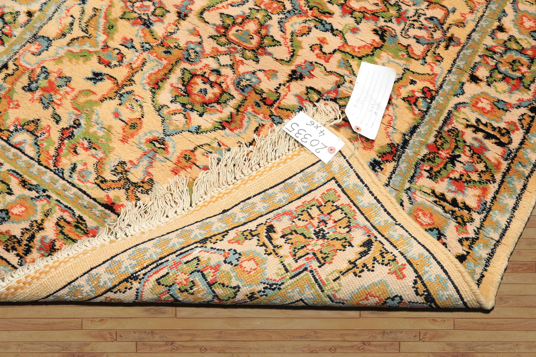 4x6 Beige, Lime, Burnt Orange Color Hand Knotted Indo Oushak Wool Arts & Crafts Oriental Rug