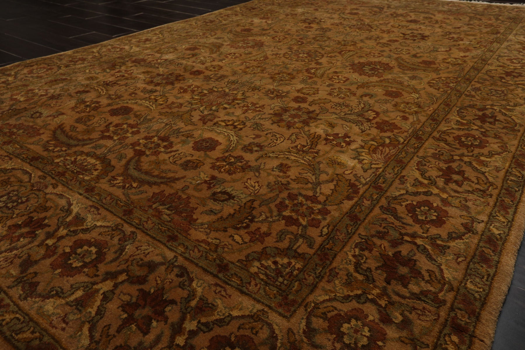 6x9 Caramel, Gold, Lime Color Hand Knotted Agra New Zealand Wool Traditional Oriental Rug