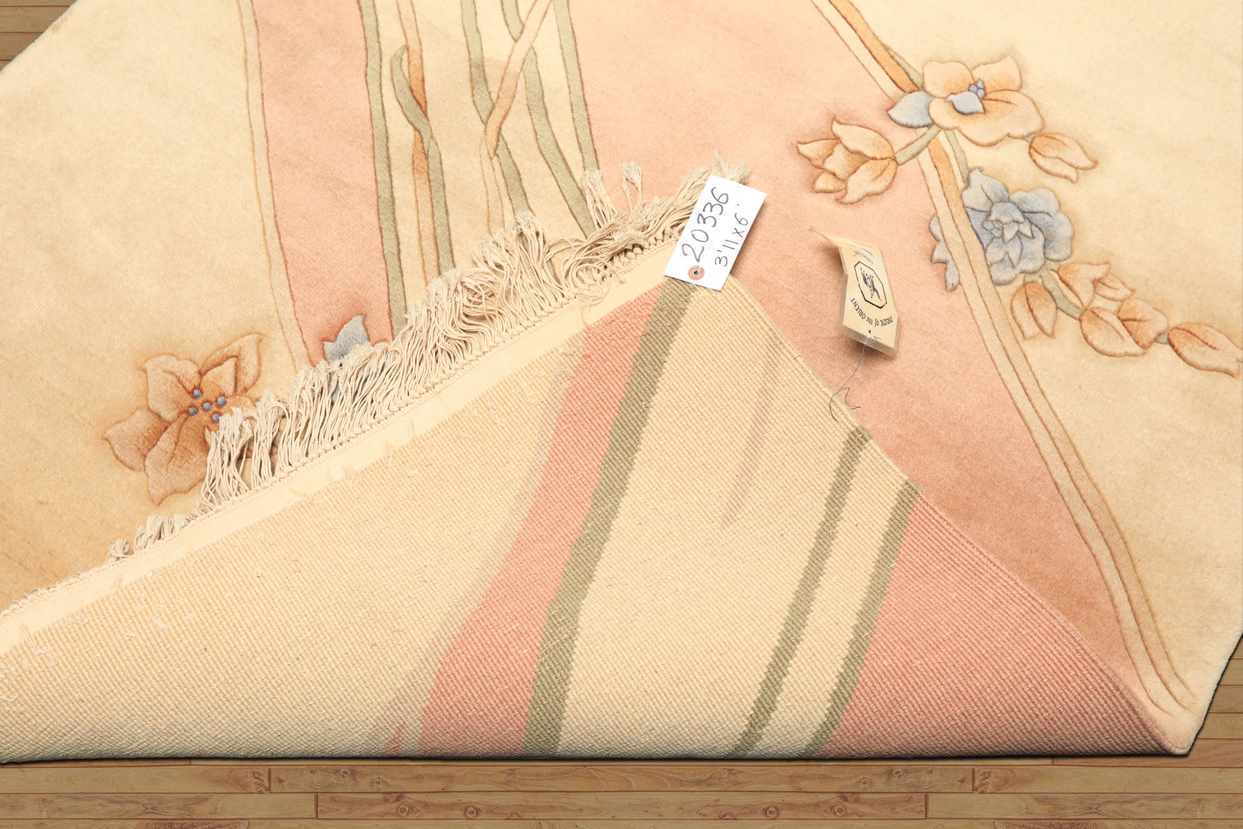 4x6 Beige, Blush, Blue Color Hand Knotted French Aubusson Savonerrie Wool Traditional Oriental Rug