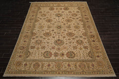 9x12 Beige, Taupe, Mustard Color Hand Knotted All-Over 100% Wool Traditional Oriental Rug