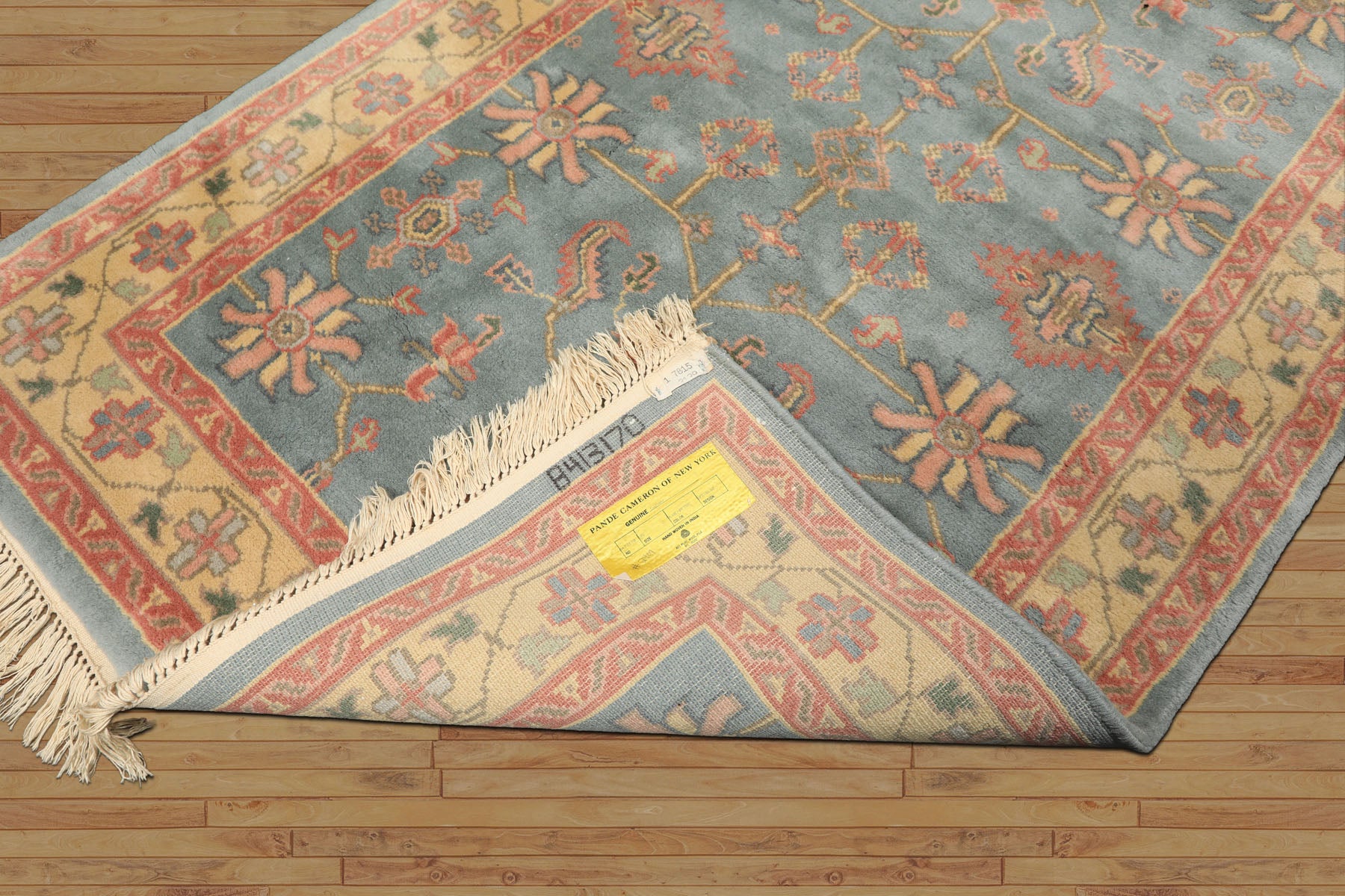 4x6 Aqua, Rose, Gold Color Hand Knotted Indo Oushak Wool Arts & Crafts Oriental Rug