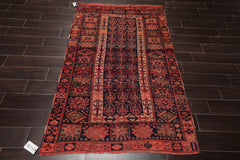 4x6 Melayaar, Coral, Rose Color Hand Knotted All-Over 100% Wool Traditional Oriental Rug