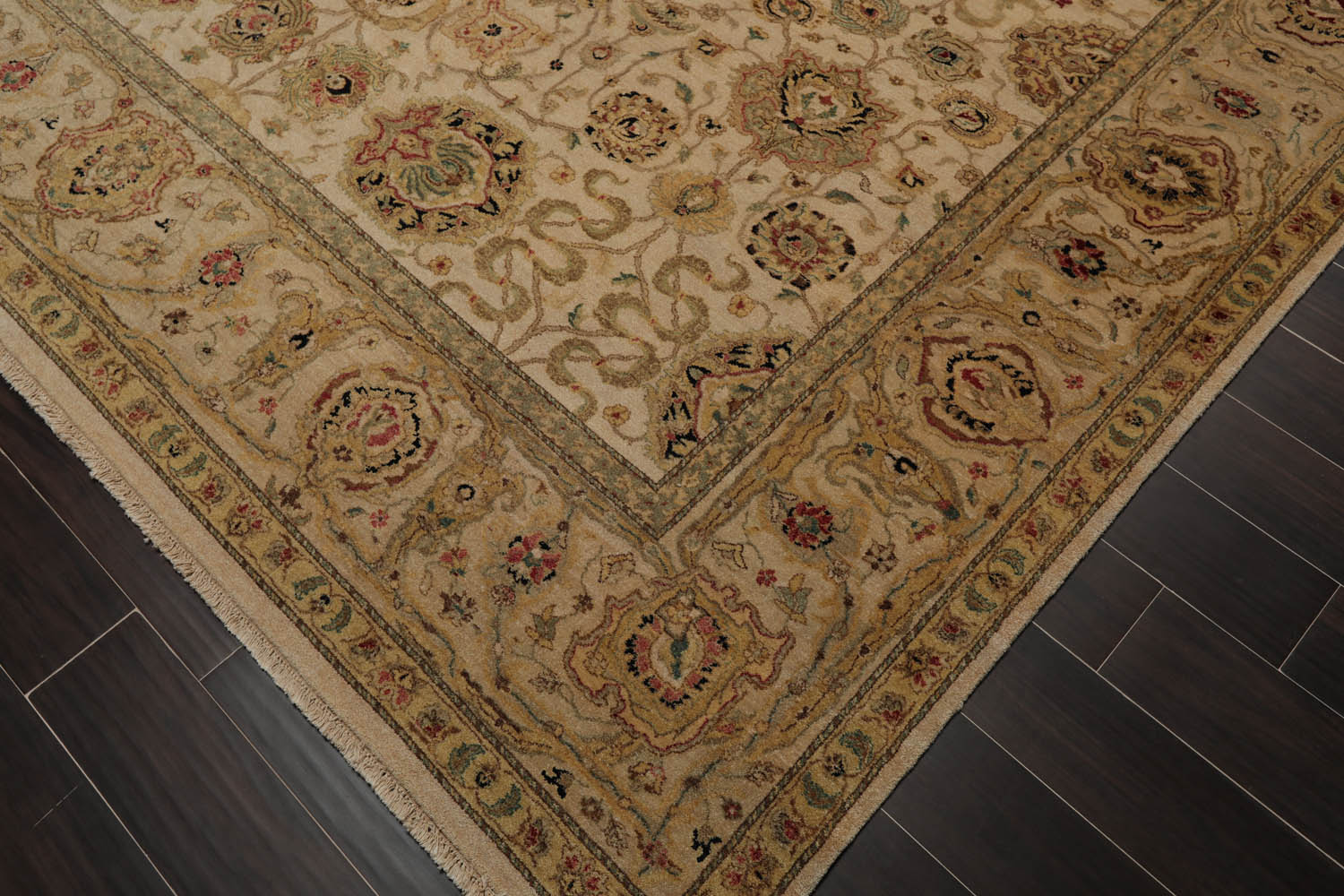9x12 Beige, Taupe, Mustard Color Hand Knotted All-Over 100% Wool Traditional Oriental Rug