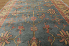 4x6 Aqua, Rose, Gold Color Hand Knotted Indo Oushak Wool Arts & Crafts Oriental Rug