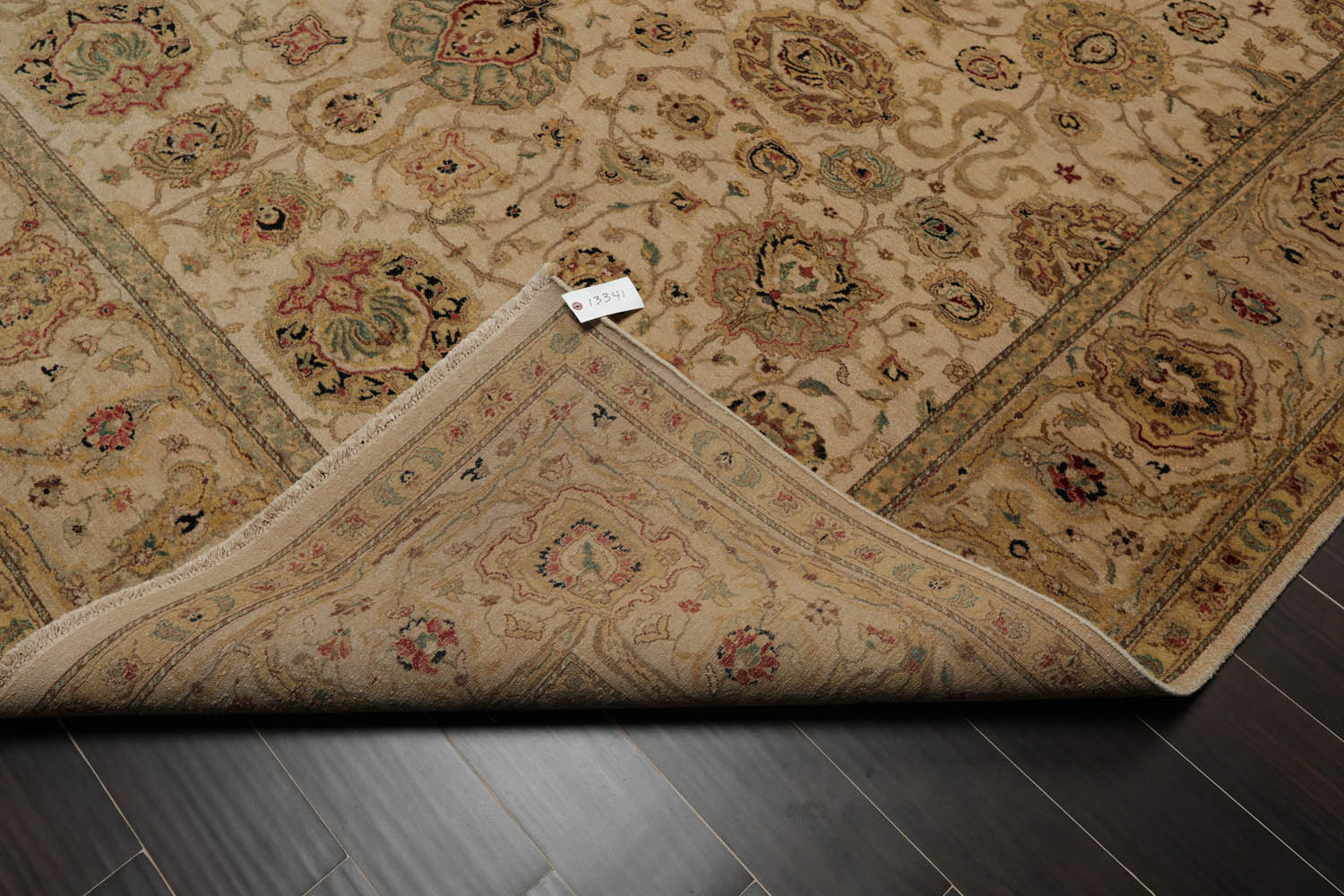 9x12 Beige, Taupe, Mustard Color Hand Knotted All-Over 100% Wool Traditional Oriental Rug