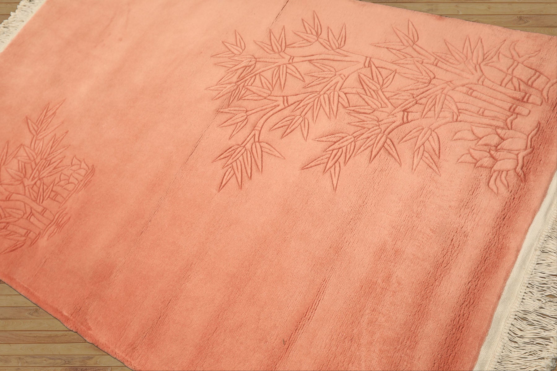 4x6 Blush, , Color Hand Knotted Solid Wool Modern & Contemporary Oriental Rug